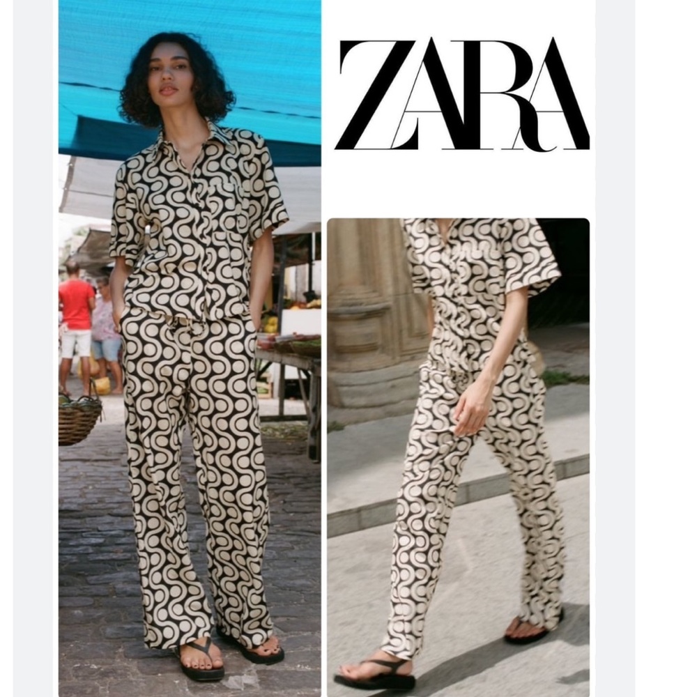 Zara cotton print pants